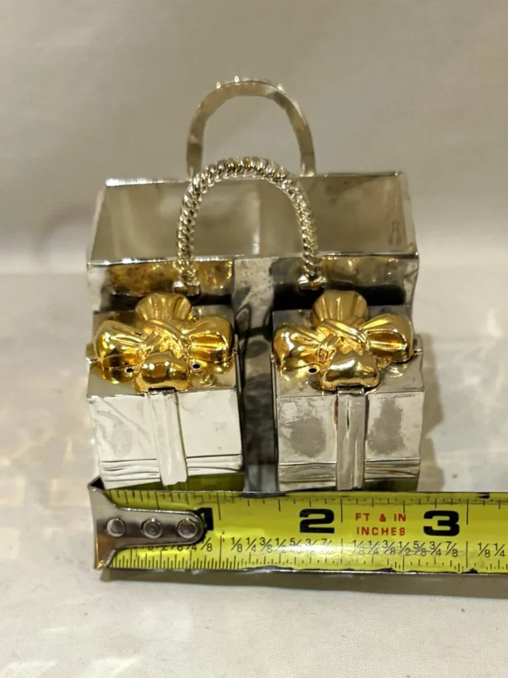 VTG 1998 Godinger Silver Plated Gift Bag Gift Boxes Salt & Pepper Shaker Set NIB